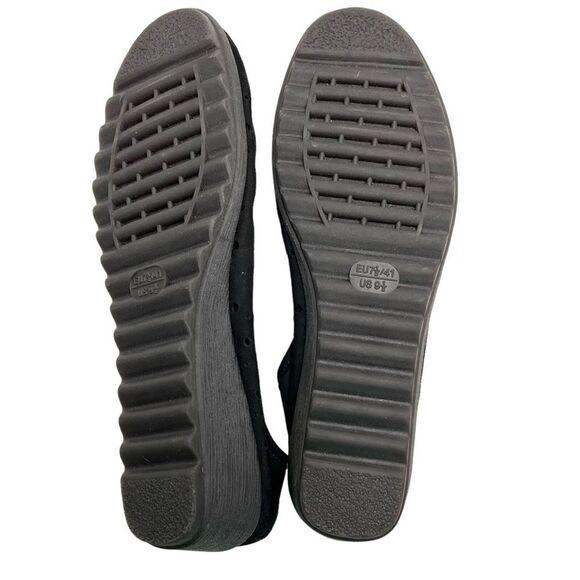 THE FLEXX Black Genuine Leather Suede Loafers Slip On Low Wedge Shoes Casual 9.5 - Picture 14 of 15